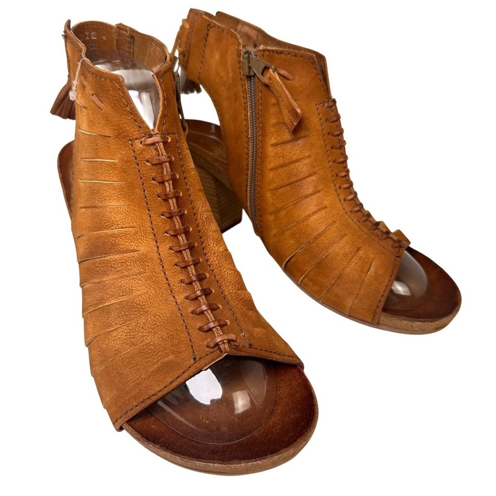 Miz Mooz Maddie Brown Leather Block Heel Sandals 10 Boho